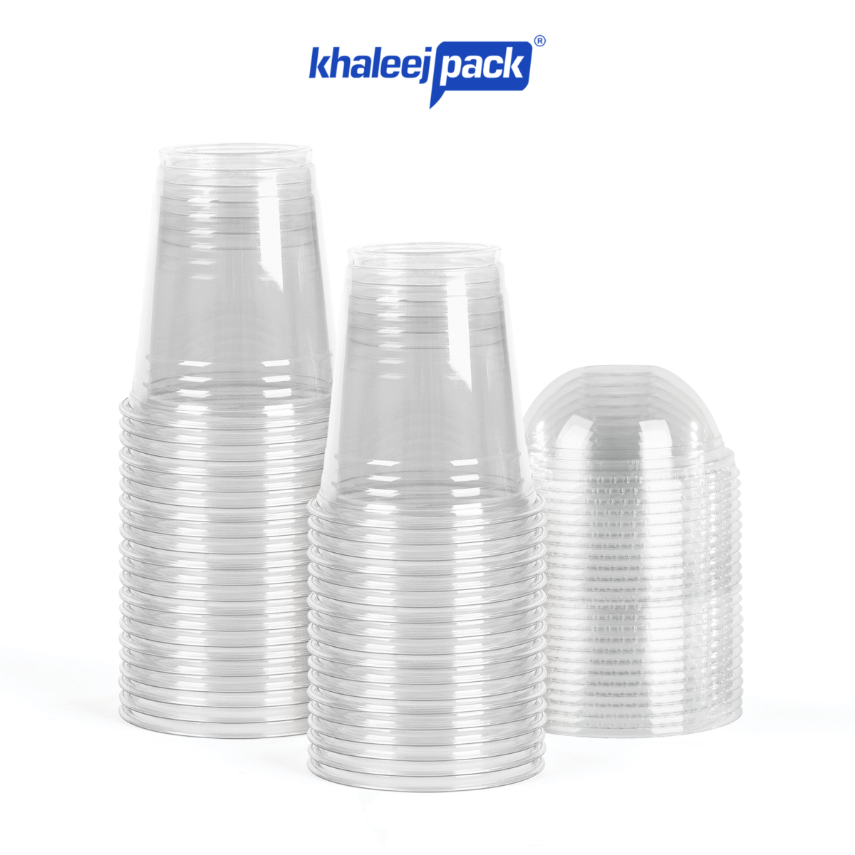 14oz- 25 Cups Clear Plastic Cups  With Dome Lid Strong  Durable - Image 3