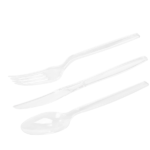 Plastic Cutlery Forks and Spoons – Disposable Plastic Cutlery Set Transparent [50 Set] 150 PCS of Plastic Cutlery [Spoon 50, Fork 50, Knives 50, Tissues 50] Utensils Plastic Heavy Duty BPI Certified