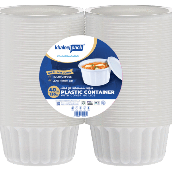 250cc White Curry Cups with Lids– 40 pcs