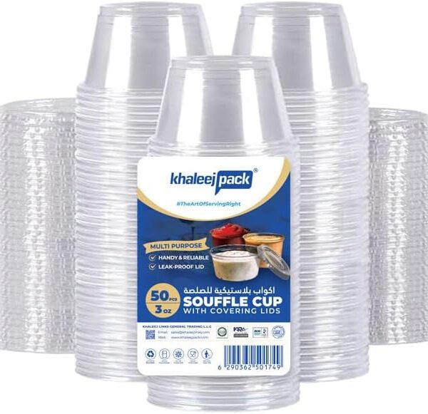 3 oz Clear Sauce/Souffle Cups with Secure Lids – 50 pcs