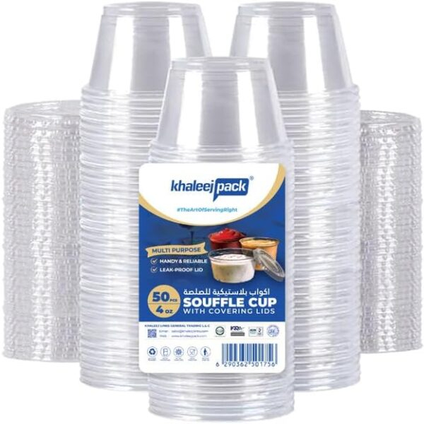 4 oz Clear Sauce/Souffle Cups with Secure Lids – 50 pcs