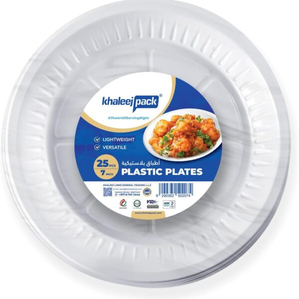 7″ White Plastic Plates – Pack of 25