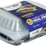 2 Compartment Black Base Rectangular Meal Prep Containers with Lids – 5 pcs