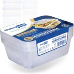 650ml Microwaveable Rectangle Food Containers with Lids - 5 pcs