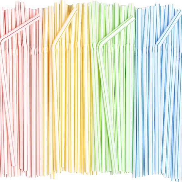 Colourful Plastic Straws (individually packed) 500 Pcs