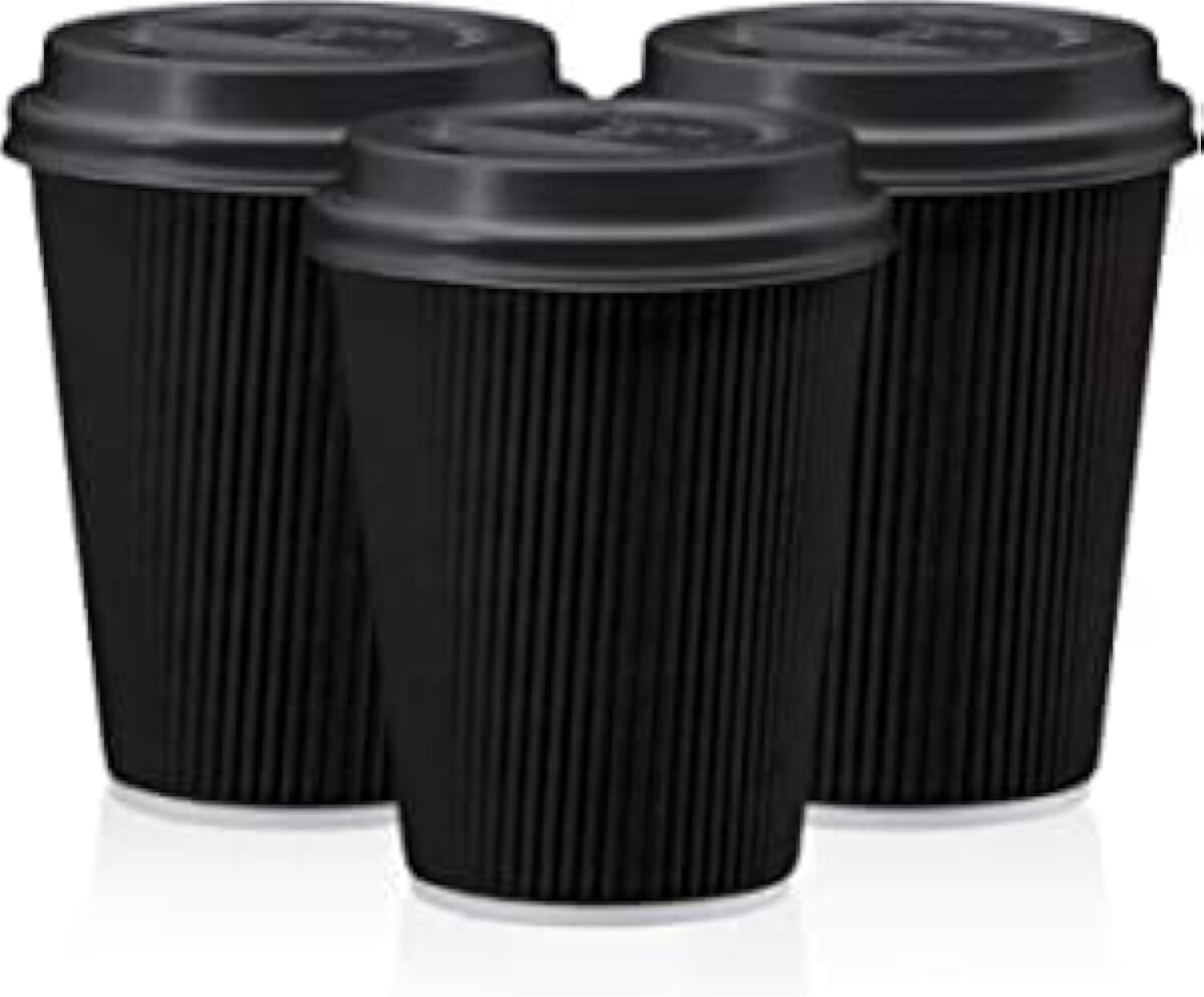 Insulated Ripple Wall Paper Cup 8oz with Lid Pack of 10 - Image 1