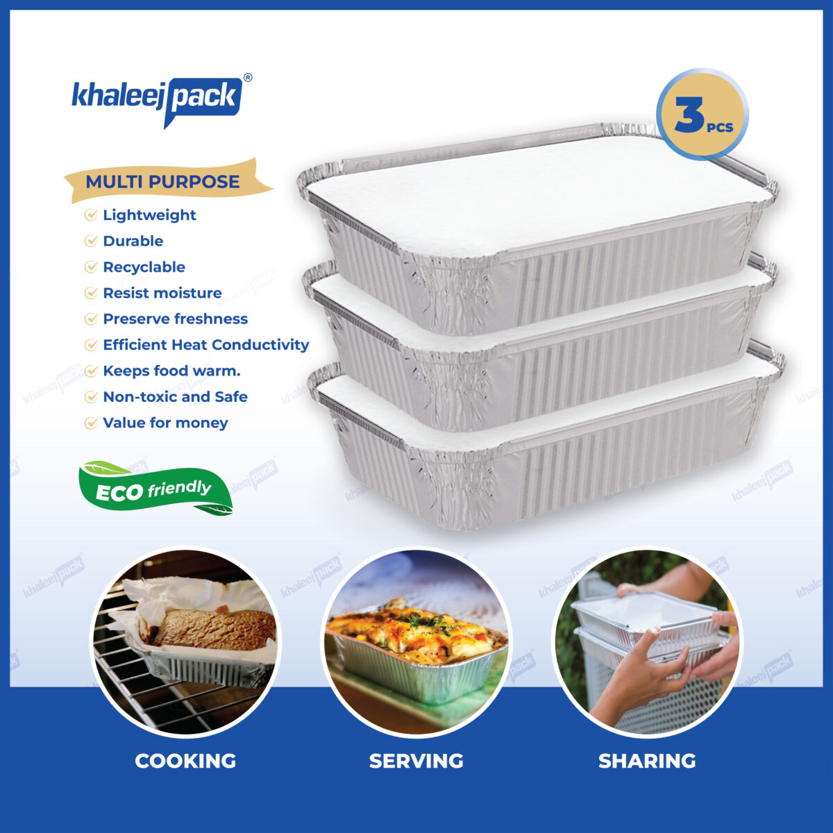 Aluminium Food Storage Container 3650 ML Pack of 3 - Image 4