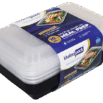 Black Base Rectangular Meal Prep Containers 28 oz – 10 Pack