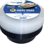 Black Base Round Container with Lid 24 oz - 10 pc