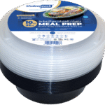 Black Base Round Container with Lid 32 oz - 10 pc