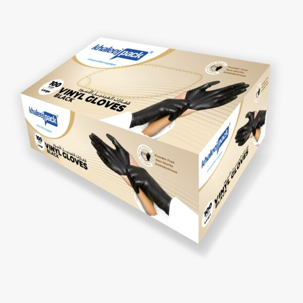 Disposable Black Vinyl Gloves XL Pack of 100