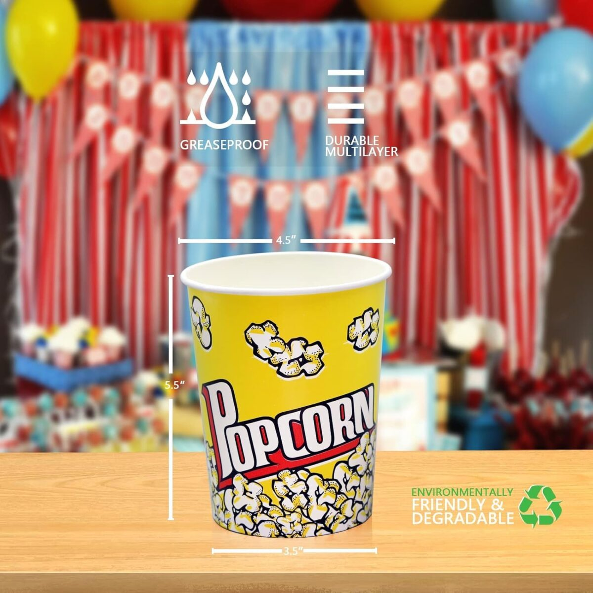 Popcorn tub round 32oz 5 pcs - Image 2