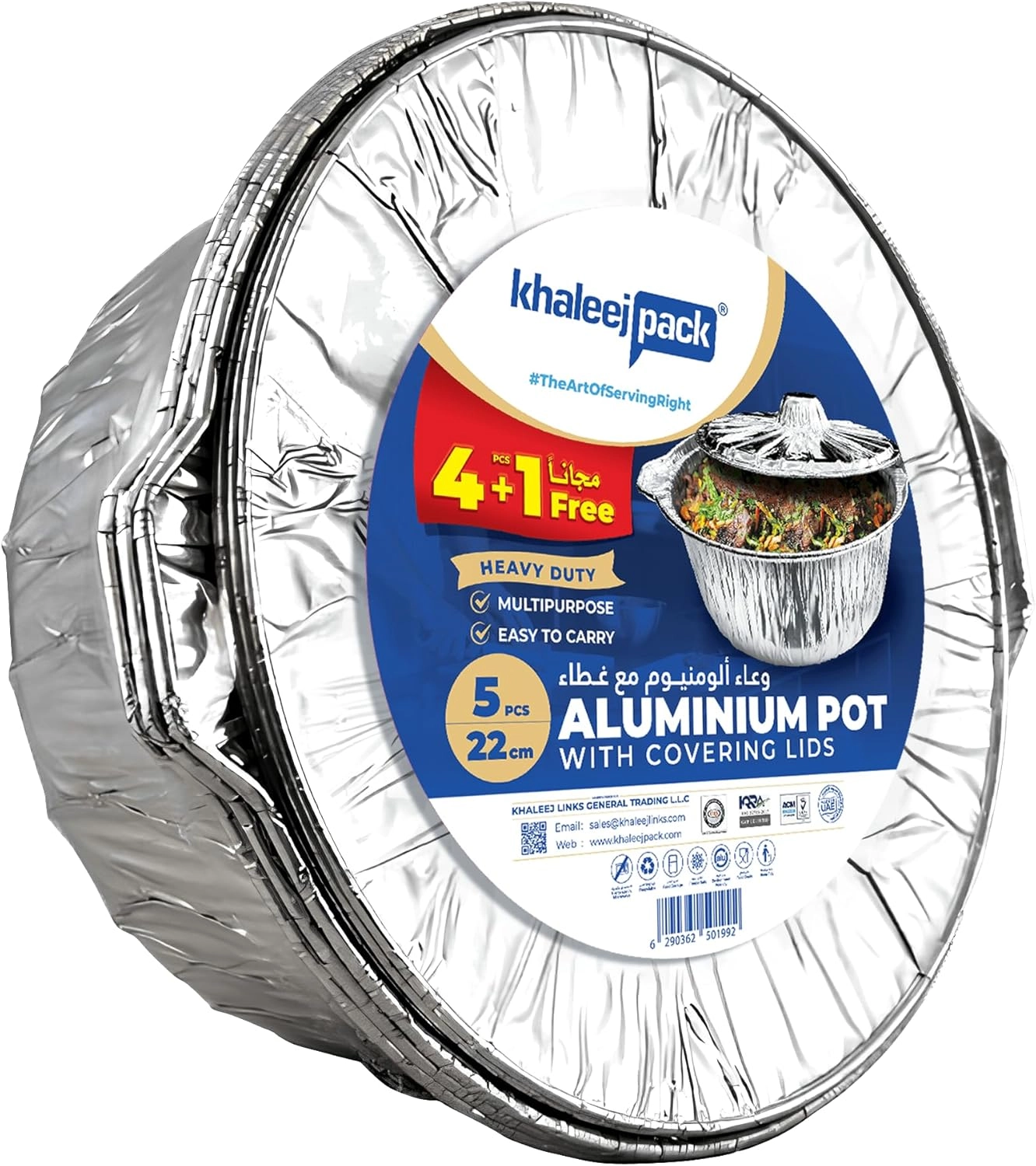22cm 5 Heavy-Duty Aluminium Cooking Pot Pack of 5 - Image 1